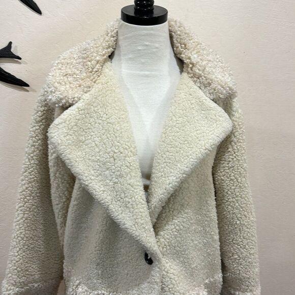Abercrombie Mixed Fabric Teddy Coat - XL - Cream - Picture 4 of 10